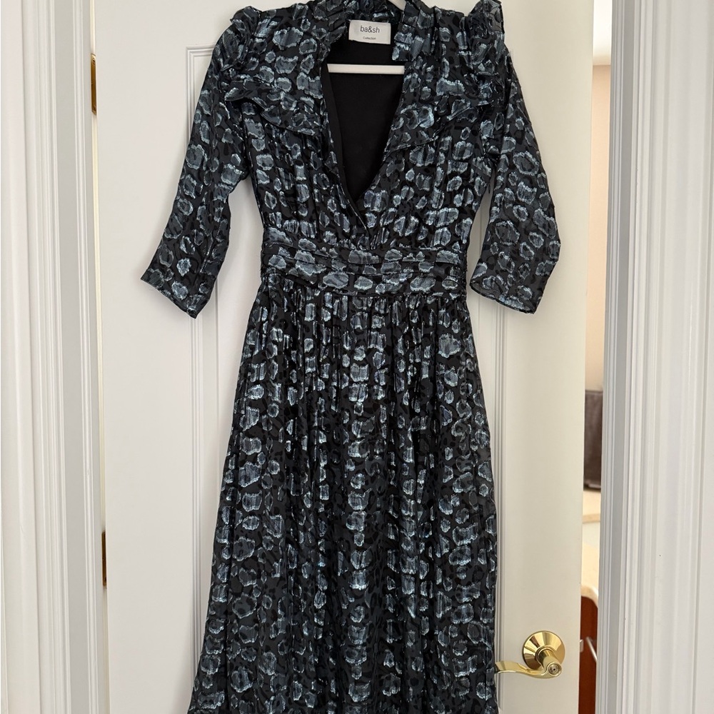 ba&sh Black and Gray Long Sleeve Dress